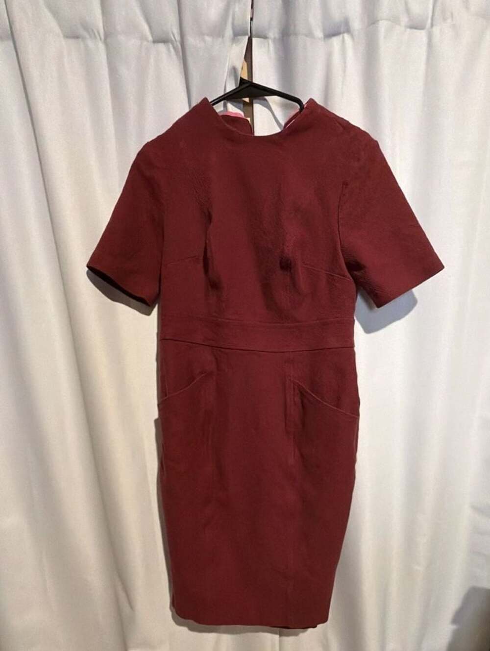 Boden Sheath Dress Size US 8R Maroon Short Sleeve